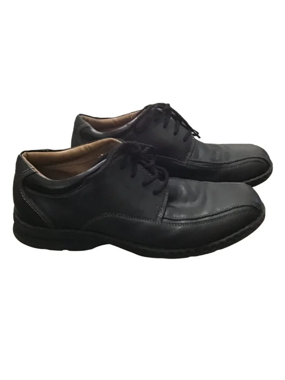 G.H. BASS & CO. -MENS BLACK OXFORDS LEATHER UPPERS LACE UPCASUAL DRESS SHOES SIZ